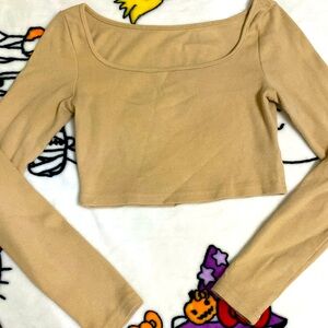 Brown Shein Dazy long sleeve crop top